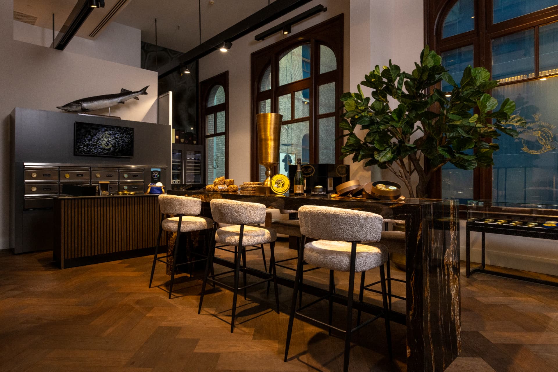 House of Caviar Flagship Store interior at the Mandarin Oriental Conservatorium Hotel Amsterdam